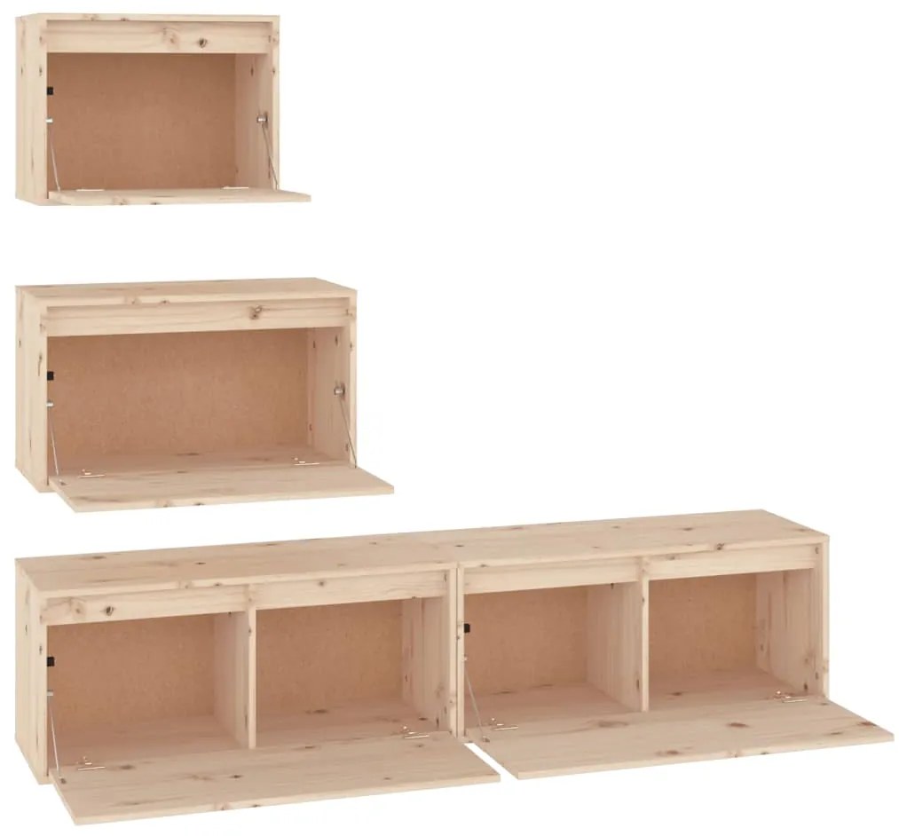 Móveis de TV 4 pcs madeira de pinho maciça
