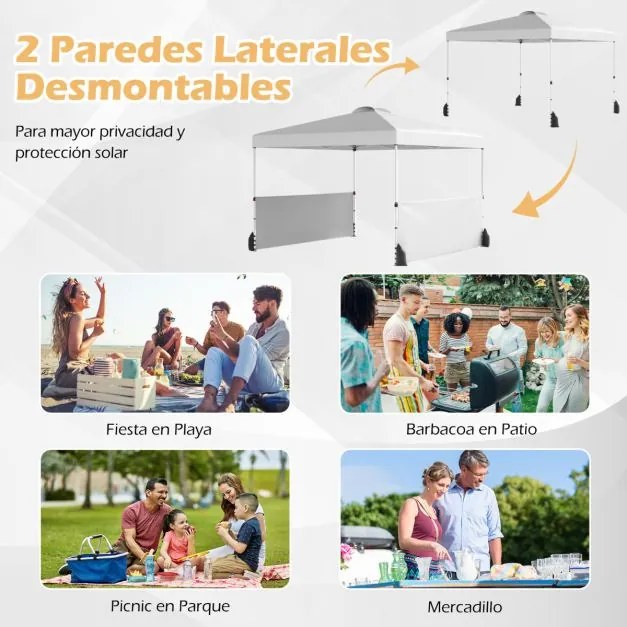 Tenda Jardim pop up 300 X 300 CM com 2 Paredes Laterais com Bolsa , 4 Sacos de areia 8 Estacas 4 Ancoras feiras, festas, eventos Branca