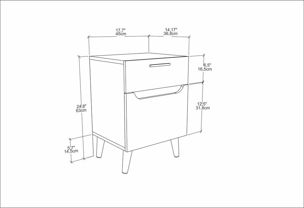 Mesa de Cabeceira Losso – Branco Carvalho – 45x36,8x63 cm