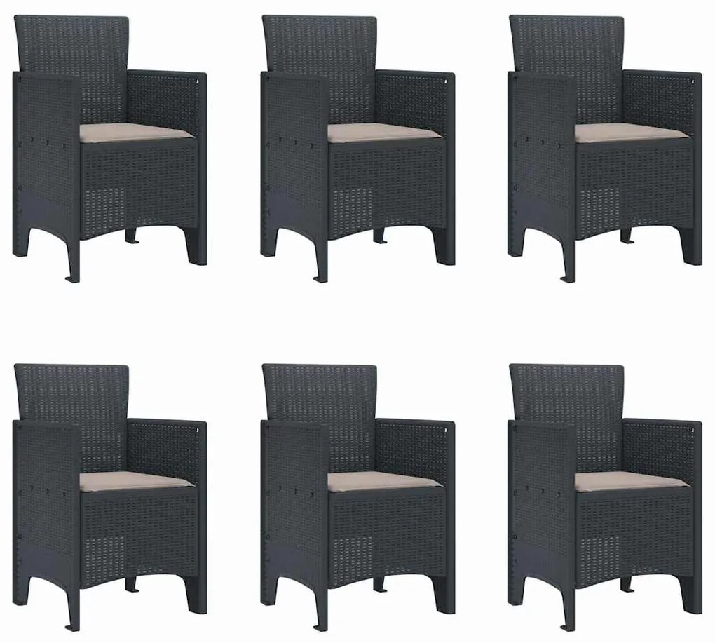 Conjunto de Jantar para Jardim 7 pcs Antracite