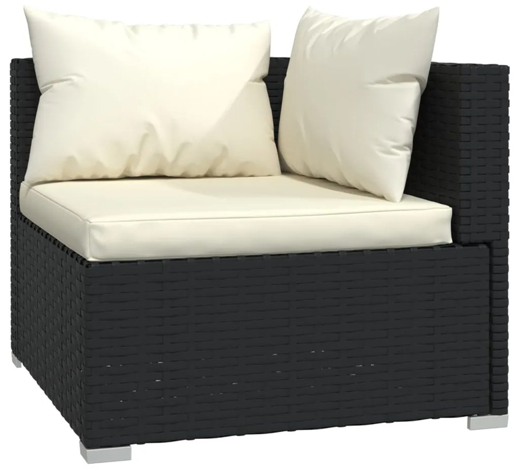 9 pcs conjunto lounge de jardim c/ almofadões vime PE preto