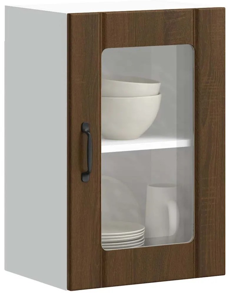 vidaXL Armário de parede cozinha porta vidro Lucca carvalho castanho