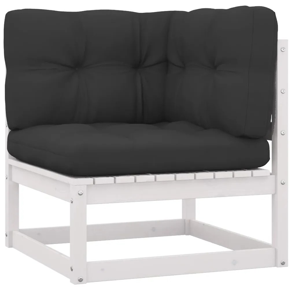 10 pcs conj. lounge de jardim c/ almofadões pinho maciço branco