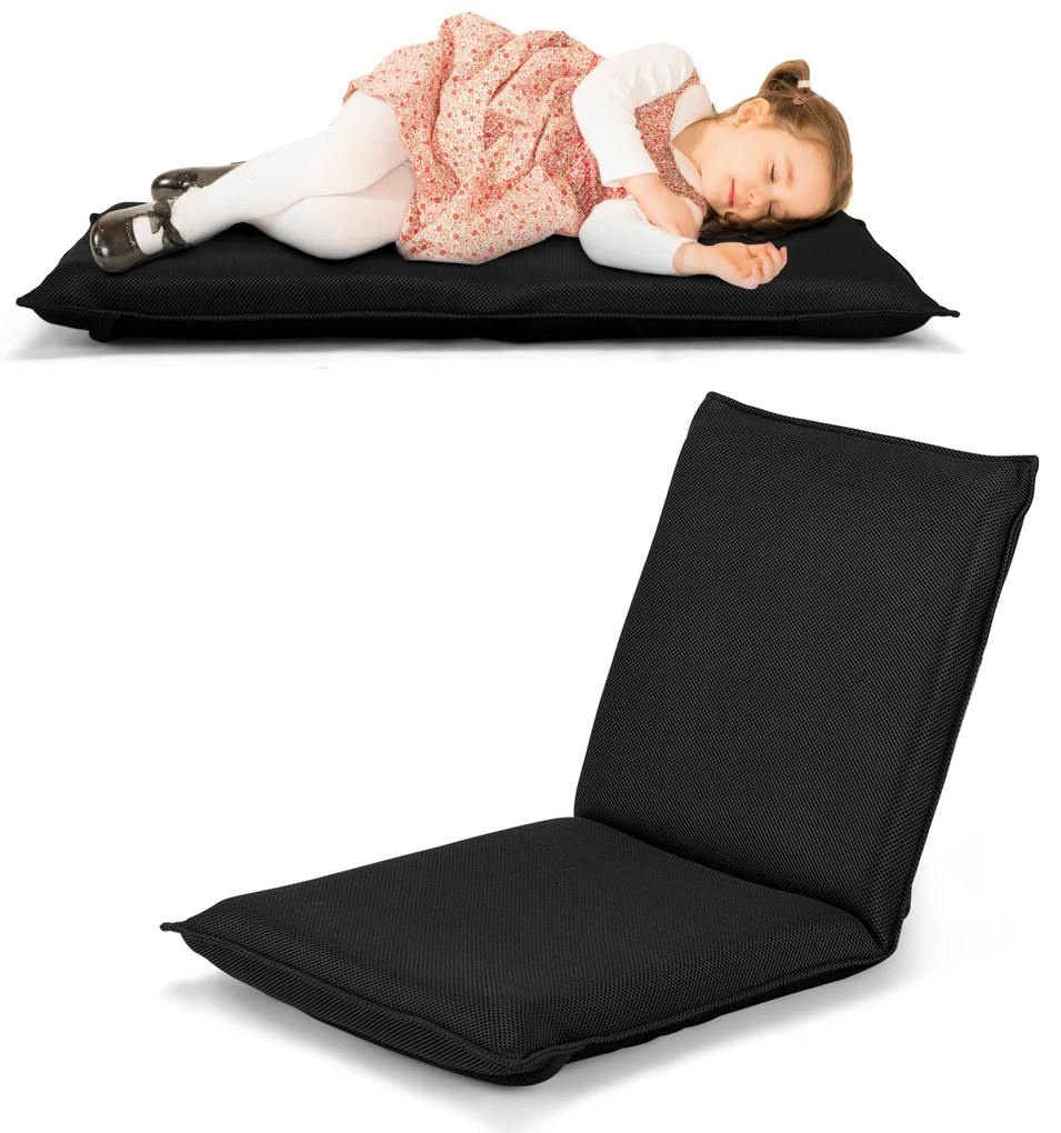 Poltrona reclinável com apoio para as costas almofadado e ajustável Ideal para ler meditar 98 x 47 x 7,5 cm Preto