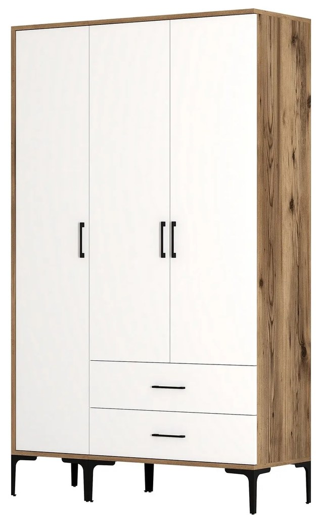 Roupeiro Kumsal ST – Nogueira e Branco – 120x47,5x201,4 cm