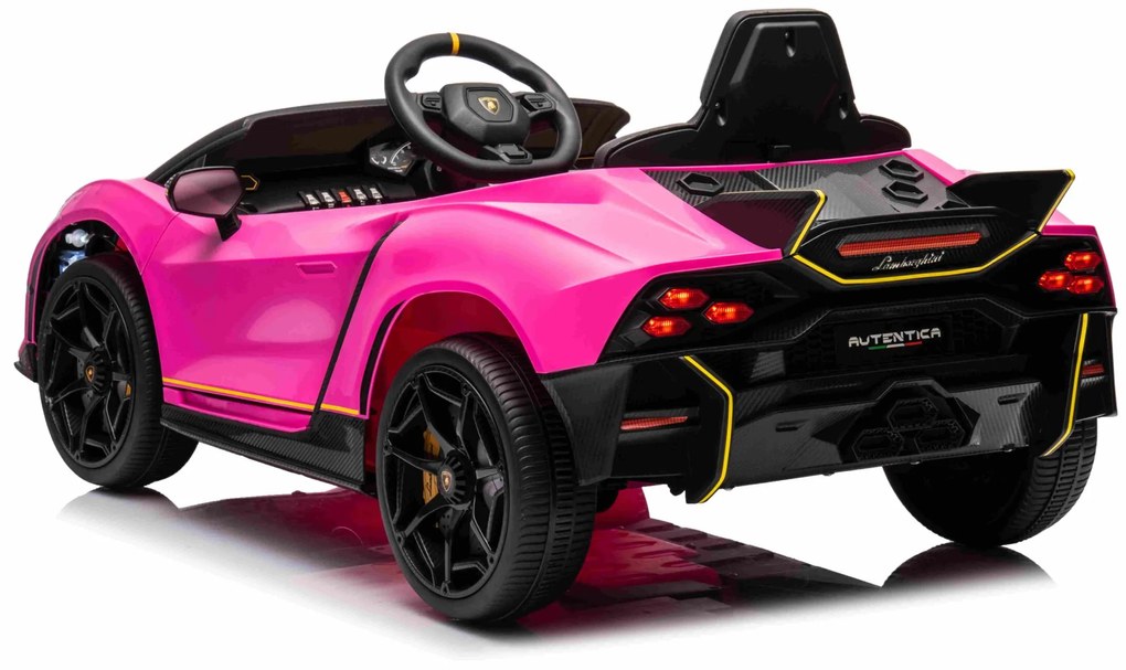 Carro elétrico para Crianças 12V 4x4 Lamborghini Invencible, Rodas Espuma EVA, Assento couro ecológico Rosa