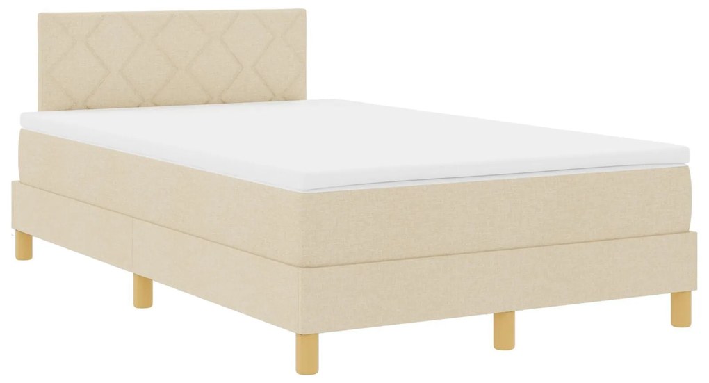 Cama Box com Molas com Colchão Creme 120x200 cm Tecido