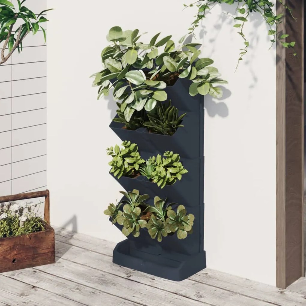 vidaXL Conjunto floreira vertical 4 pcs polipropileno antracite