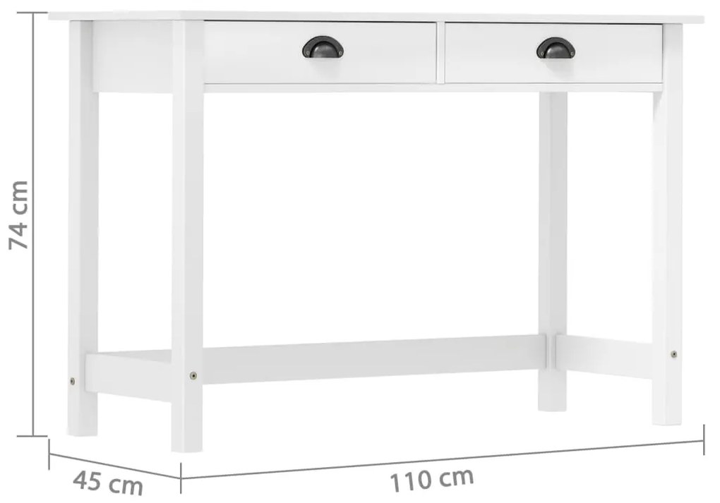 Mesa consola Hill c/ 2 gavetas 110x45x74 cm pinho maciço