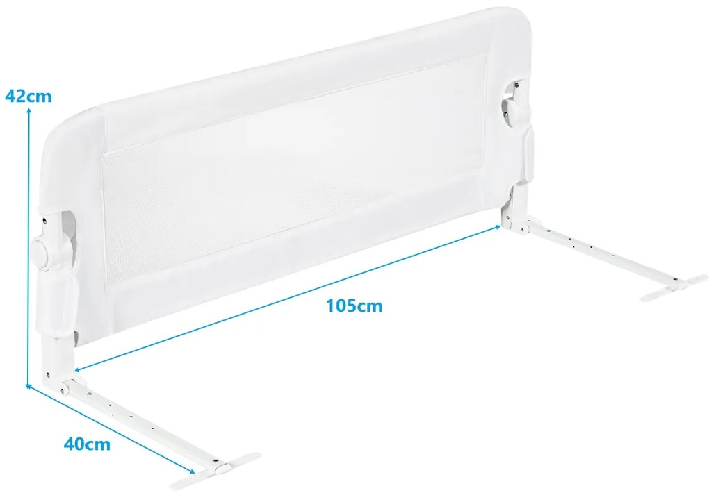 Barra segurança dobrável de esponja 105 x 40 x 42 cm para crianças para cama queen e king size cama de casal de solteiro branca