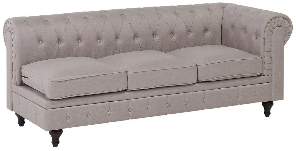 Sofá de canto com 6 lugares versão à direita em tecido creme CHESTERFIELD Beliani