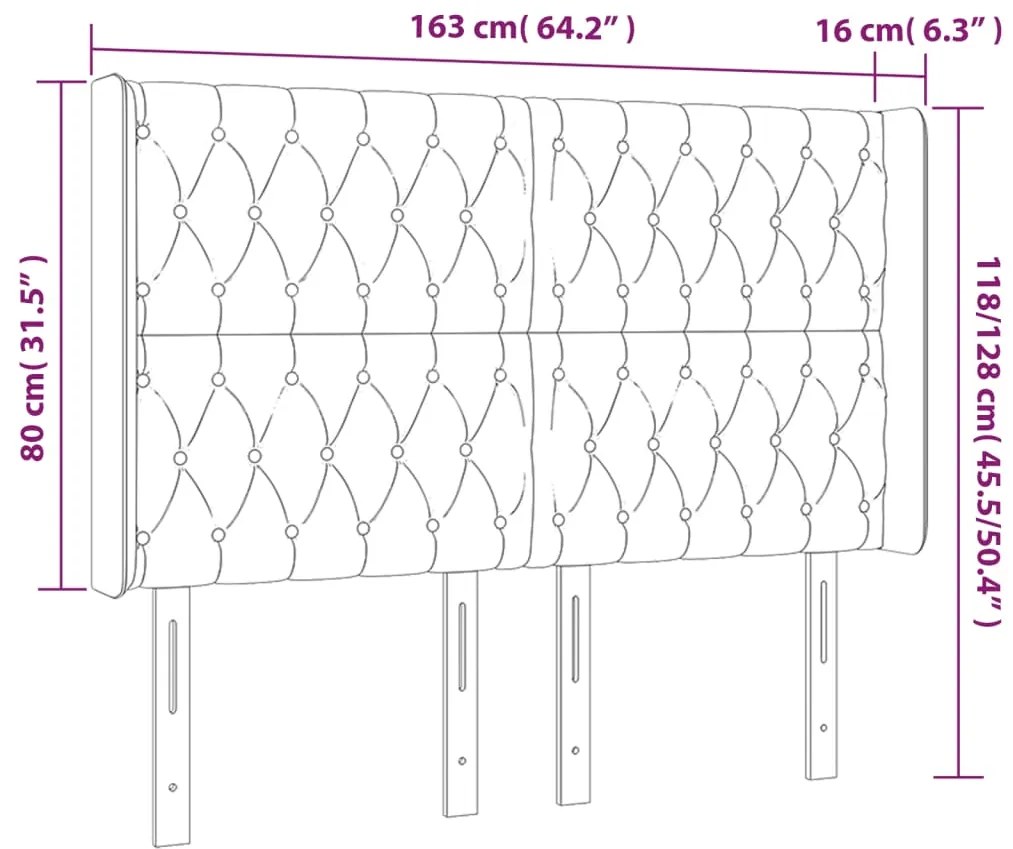 Cabeceira de cama c/ luzes LED veludo 163x16x118/128 cm rosa