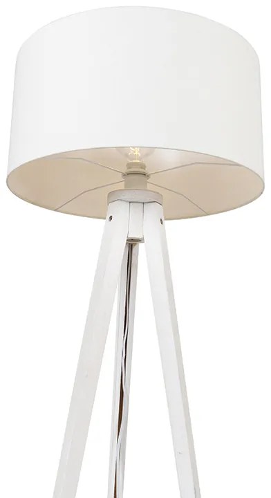 Candeeiro de pé moderno tripé branco com cúpula branca 50 cm - Tripod Classic Moderno