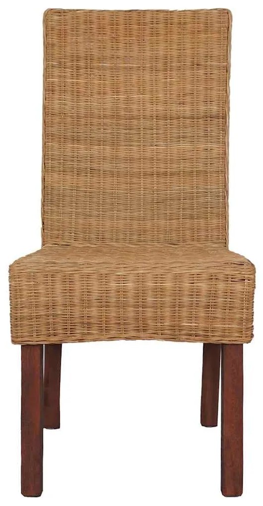 Cadeiras de jantar 4 pcs vime genuíno castanho