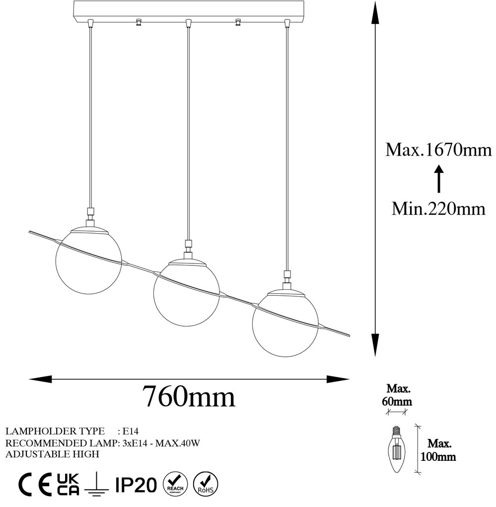Candeeiro de Teto Hug – Branco – 76 cm