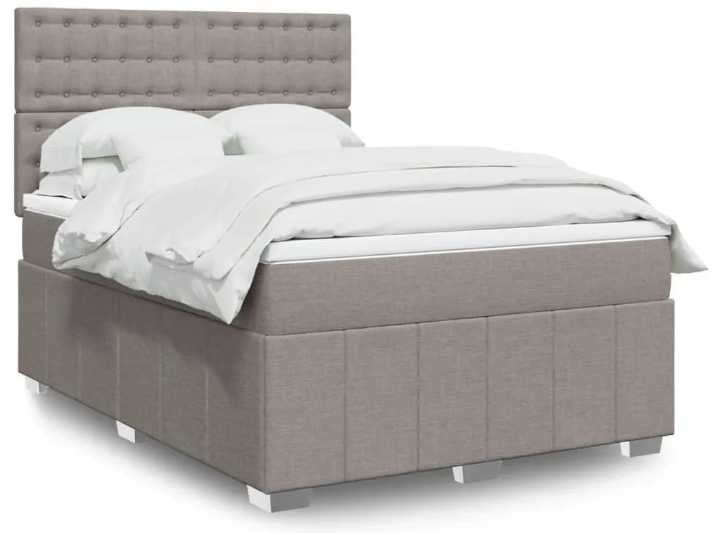 vidaXL Cama com molas/colchão 160x200 cm tecido castanho-acinzentado