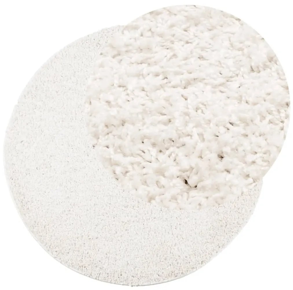 Tapete shaggy de pelo alto PAMPLONA Ø 120 cm creme