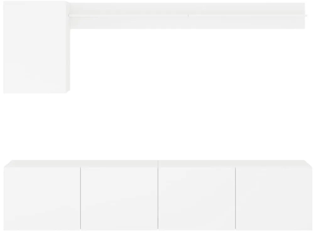 5 pcs móveis de parede p/ TV derivados de madeira branco