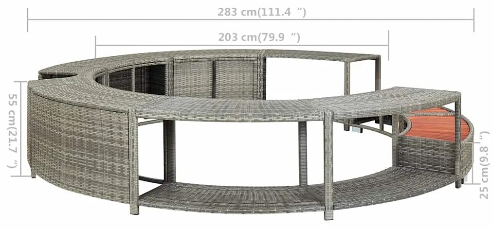 Contorno de banheira vime PE cinza