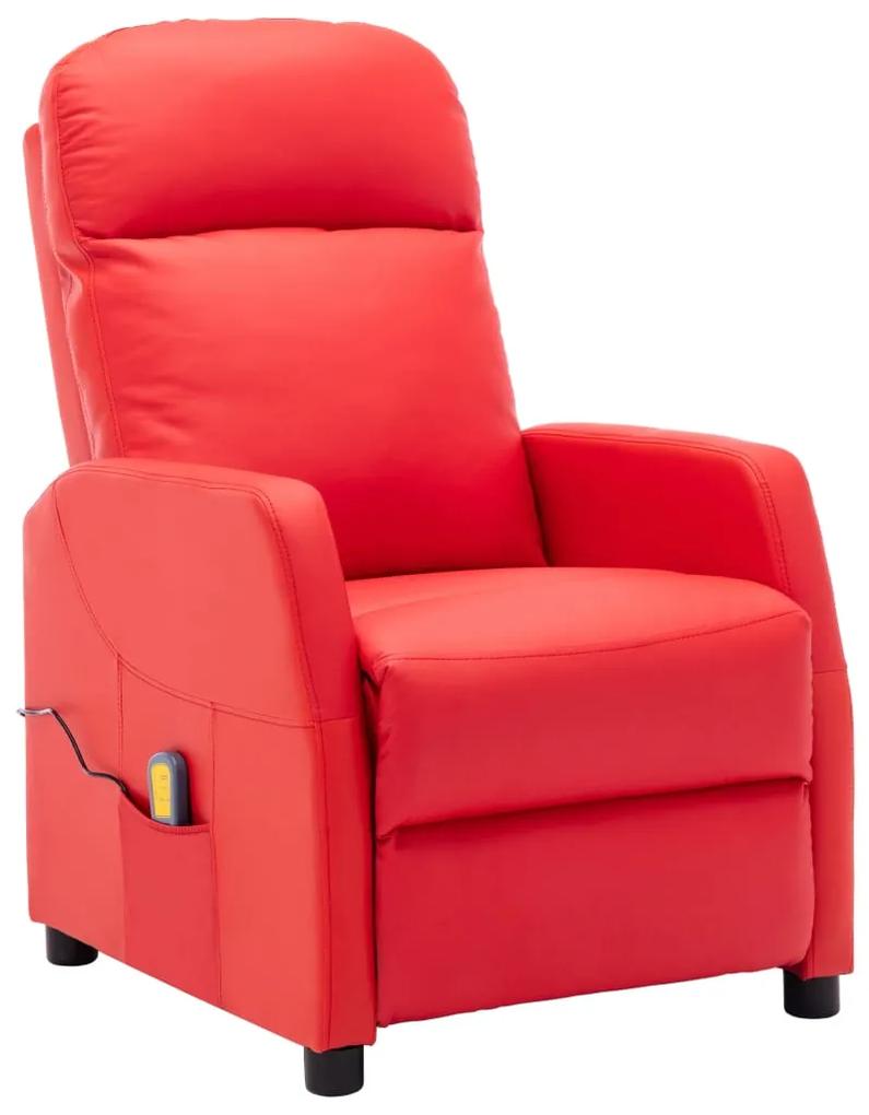 321364 vidaXL Cadeira de massagens couro artificial vermelho