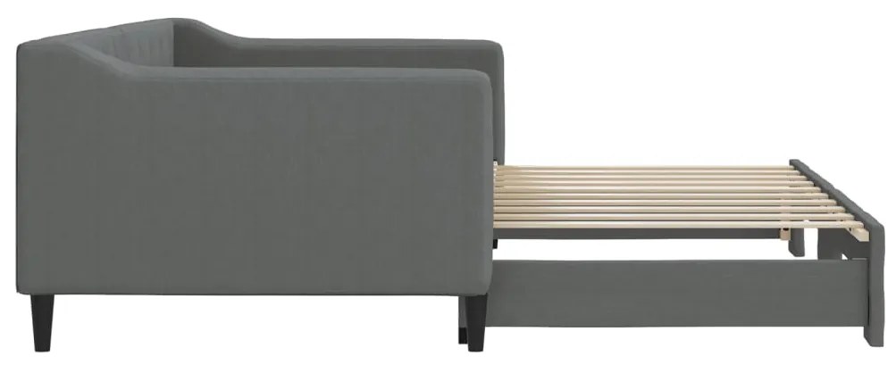 Sofá-cama com gavetão 90x190 cm tecido cinzento-escuro