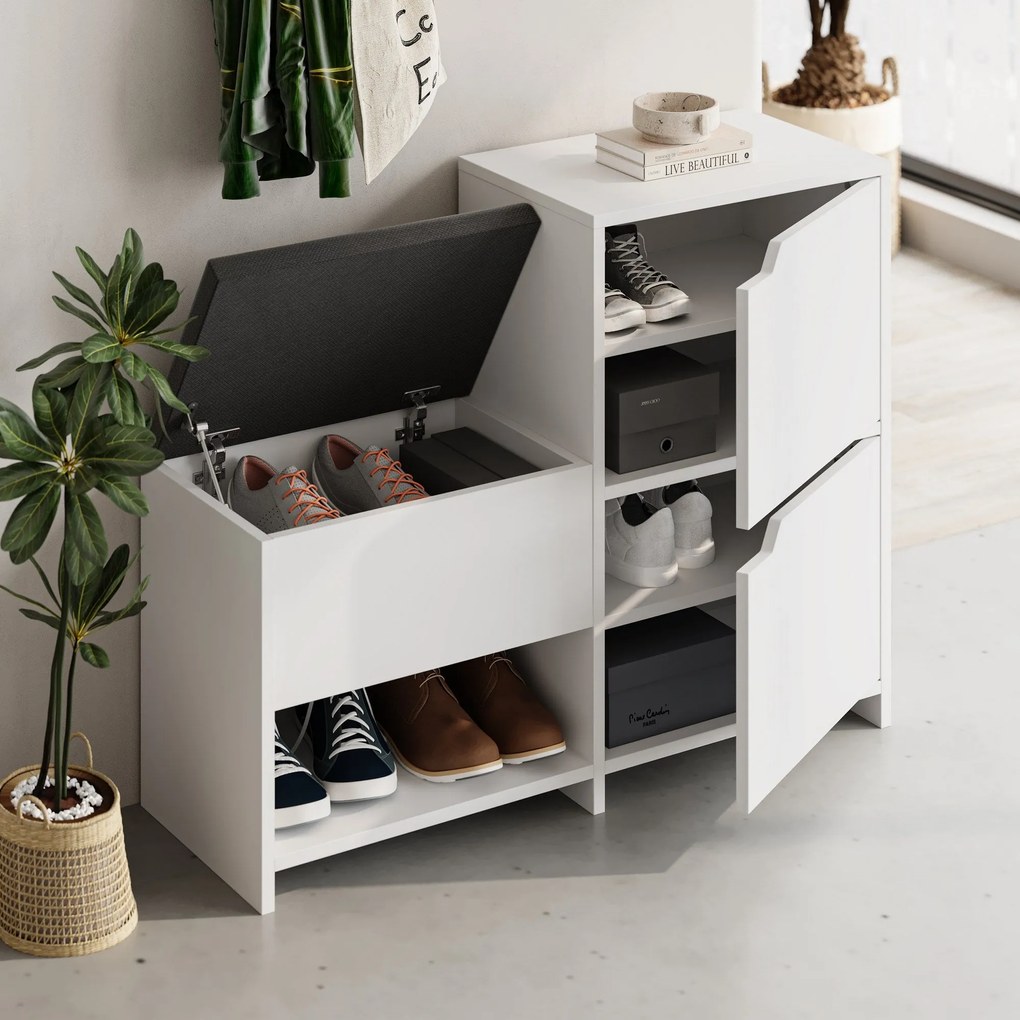 Sapateira Prag – Nogueira e Branco – 60x111x35 cm