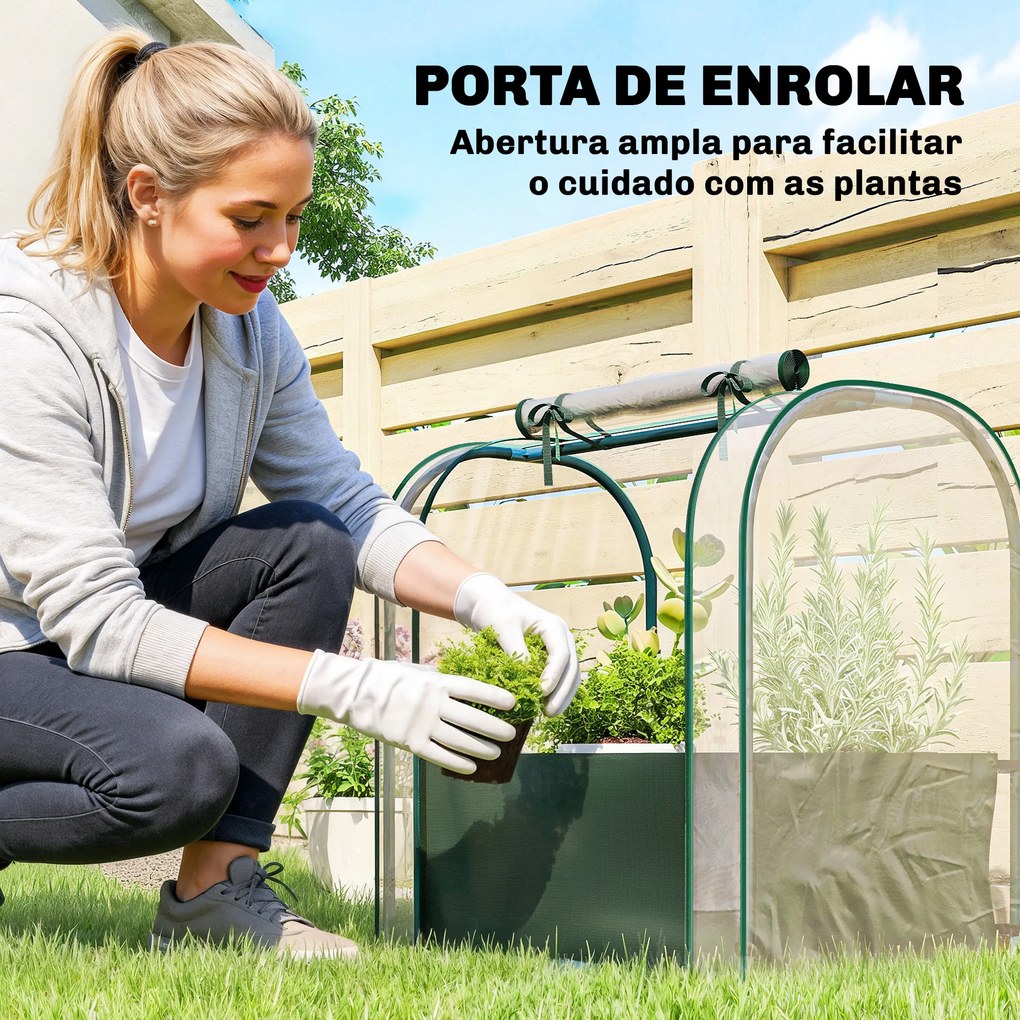 Mini Estufa com Bolsa de Plantação Estufa Pequena Portátil para Interior e Exterior 68x50x70 cm Verde