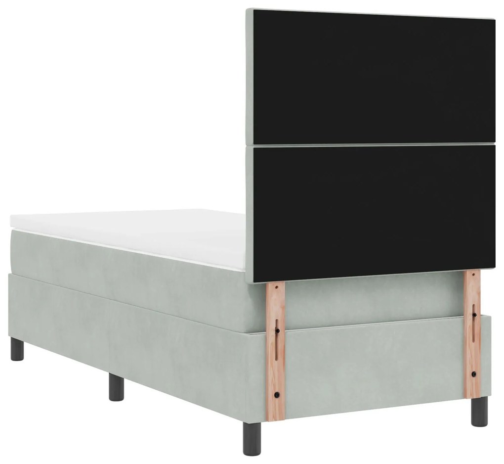 Cama Box com Colchão vidaXL Cinza Claro 90x200 cm Veludo