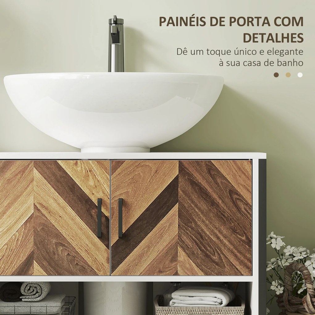 Móvel para Lavatório (não incluido) Pousar Móvel Casa de Banho com 2 Portas e Compartimento Aberto para Lavatório com ou sem Pedestral 80x40x60 cm Bra