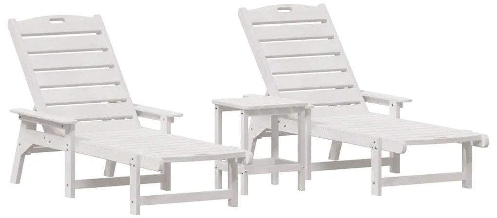 Conjunto de Lounge de Jardim com 3 Peças Branco HDPE