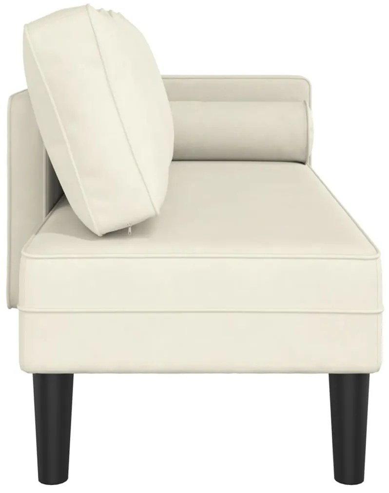 Chaise lounge com almofadões veludo creme