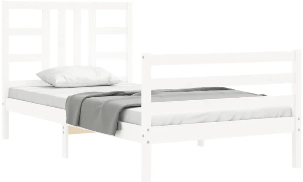 Cama sem colchão 100x200 cm madeira de pinho maciça branco
