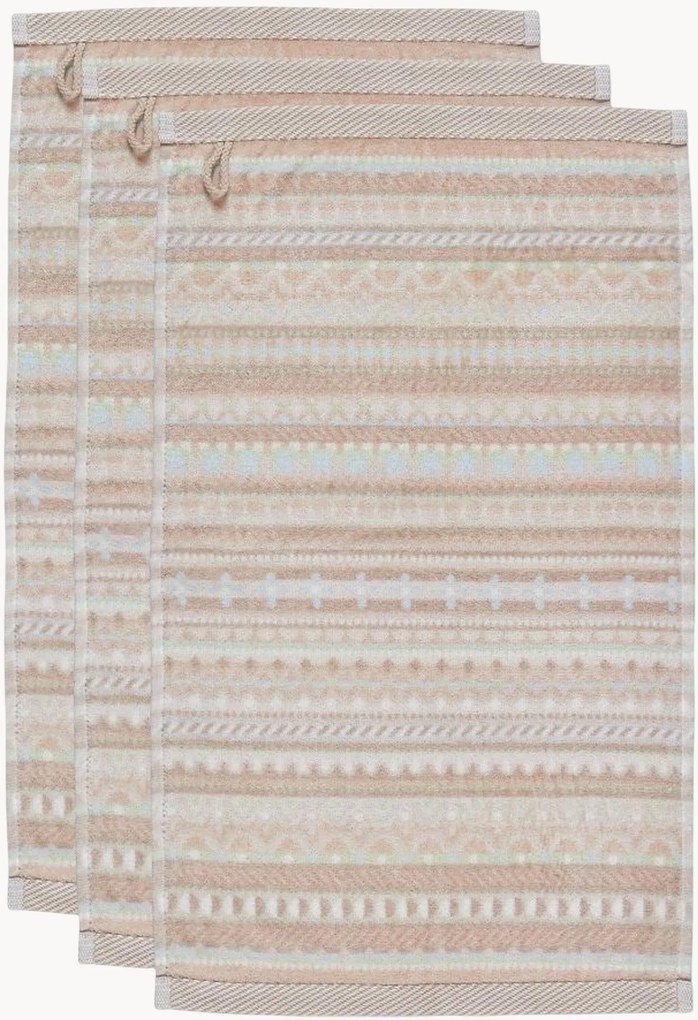 Toalhas em veludo e algodão felpudo Geometric Print, conjunto de 3