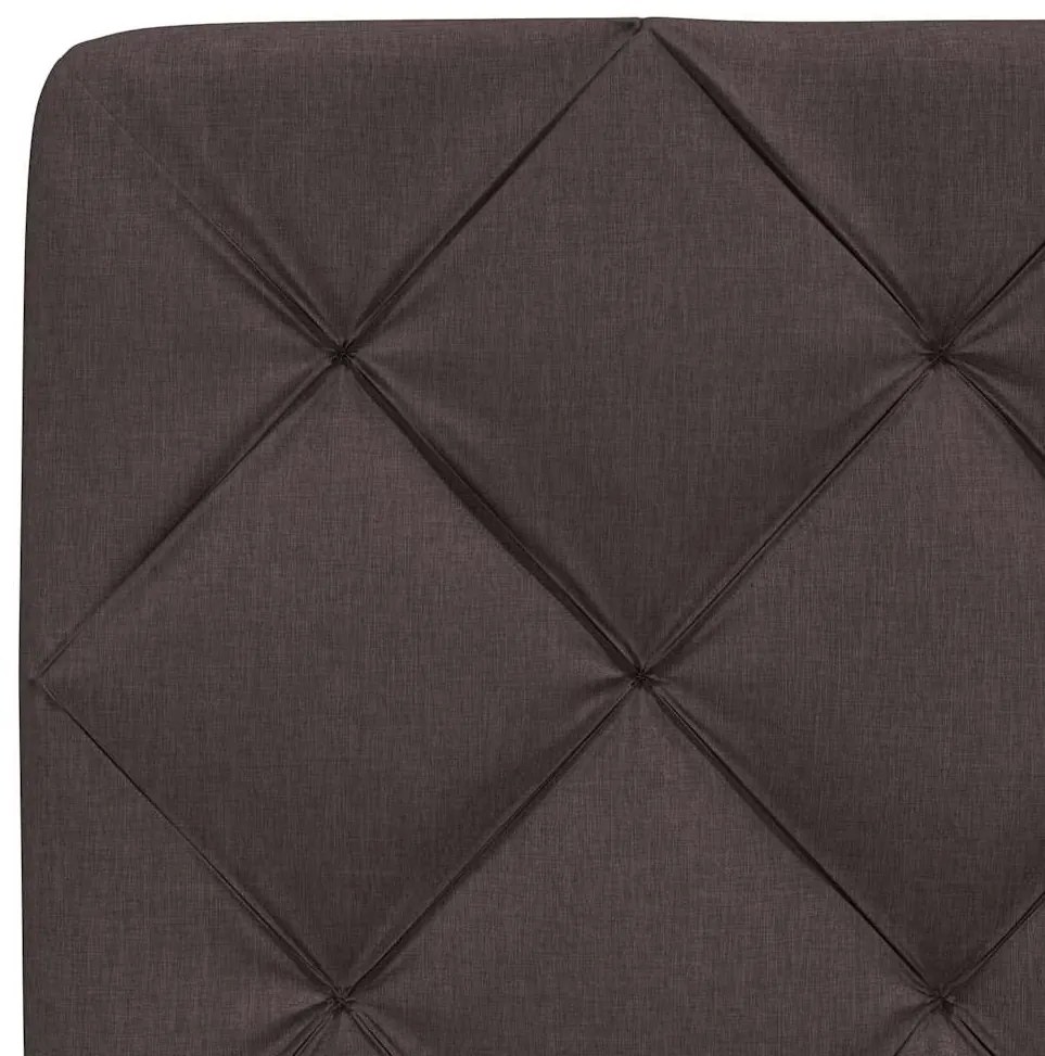 Estrutura de cama sem colchão 100x200 cm tecido castanho-escuro