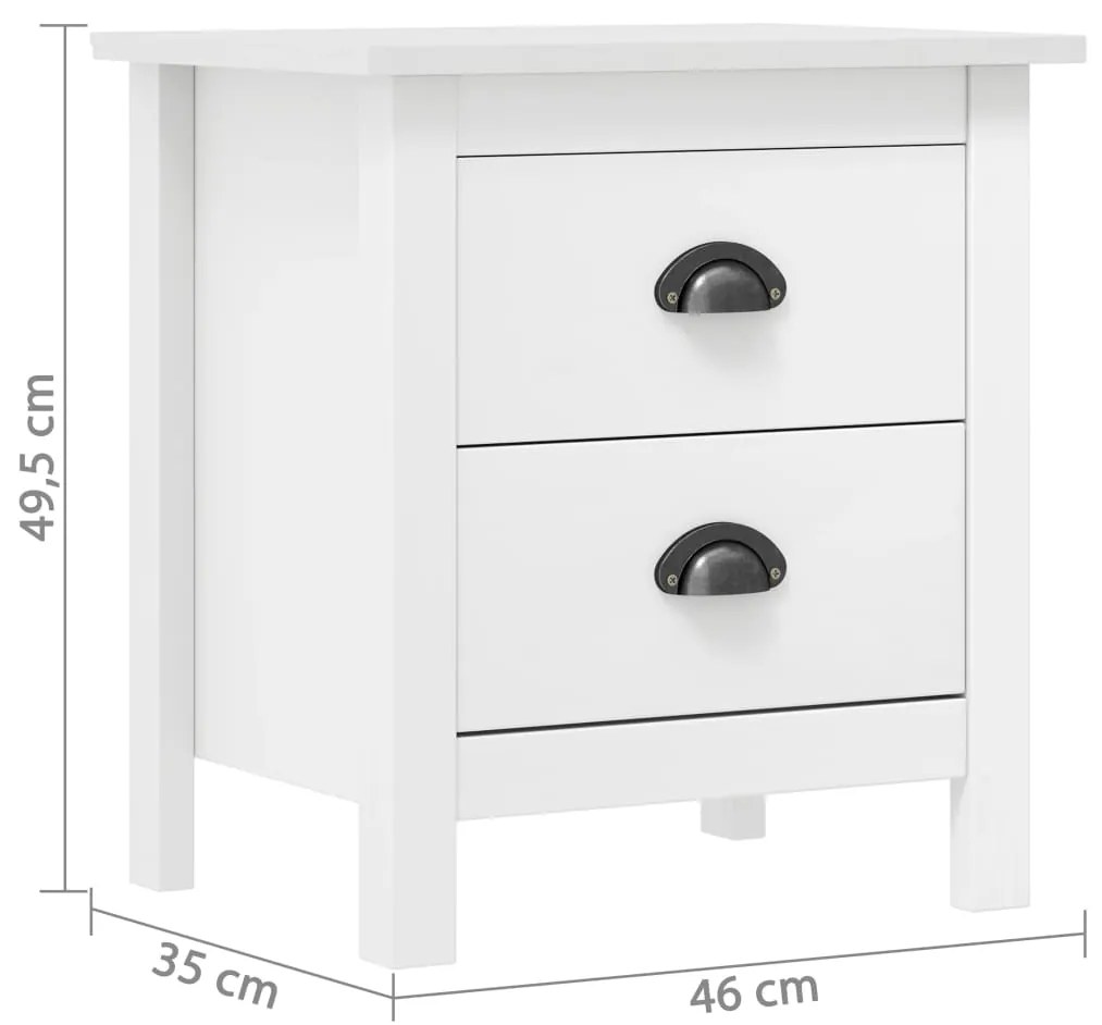 Mesas cabeceira Hill 2 pcs 46x35x49,5cm pinho branco