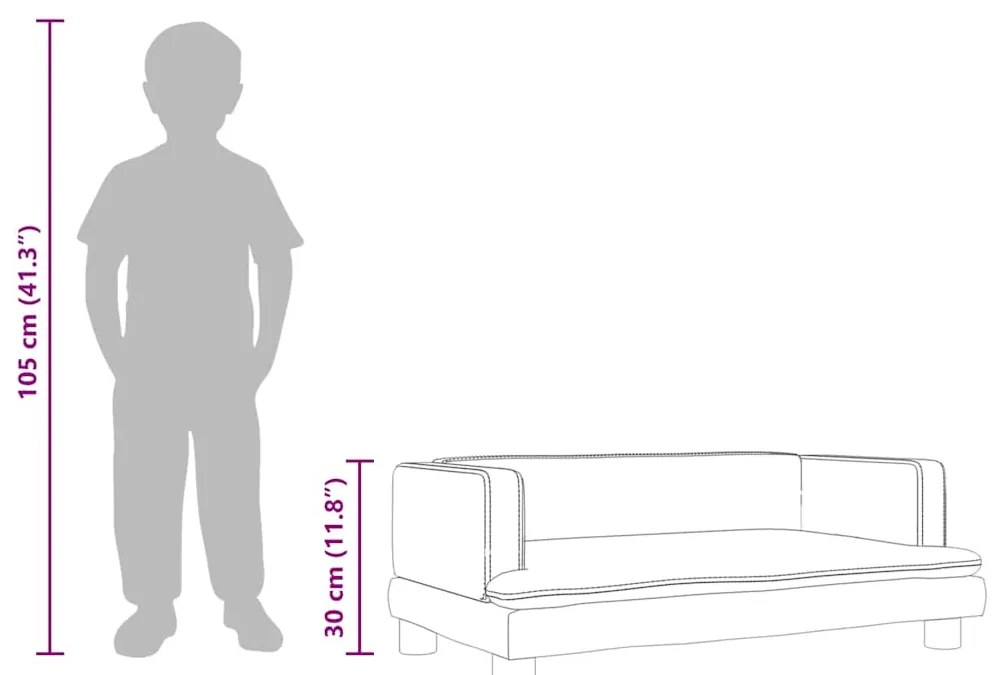 Sofá infantil 80x45x30 cm veludo cor creme