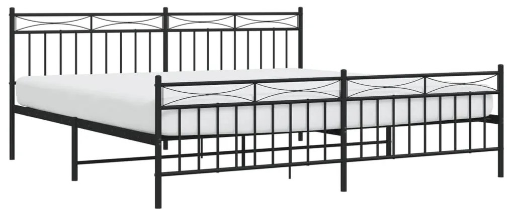 Estrutura de cama com cabeceira e pés 193x203 cm metal preto