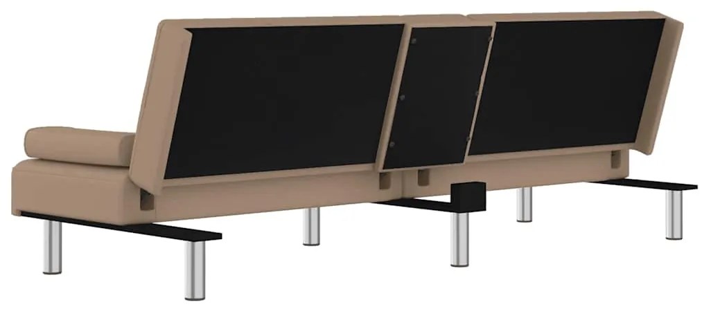 Sofá-cama c/ suporte para copos couro artificial cor cappuccino