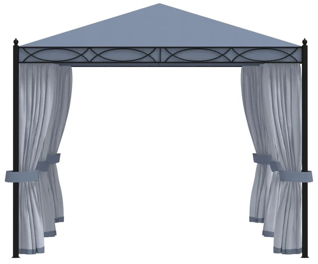 Gazebo com proteções em rede 3x4 m aço antracite