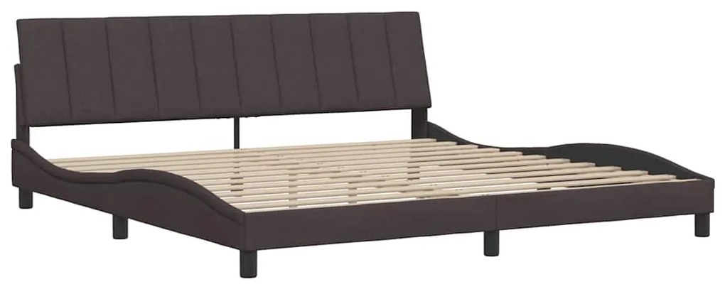 Estrutura de cama sem colchão 200x200 cm tecido castanho-escuro