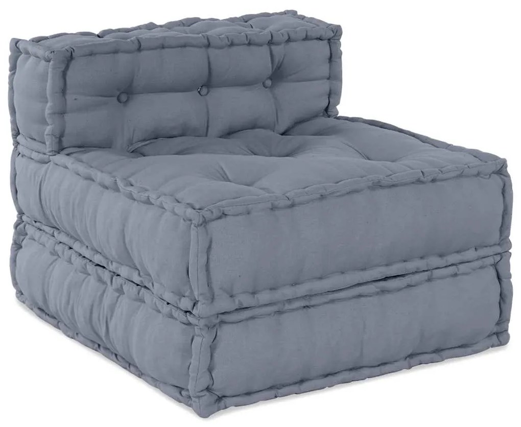 Sofá Pouffe Modular Conversível para 4 Pessoas em Tecido Cinza