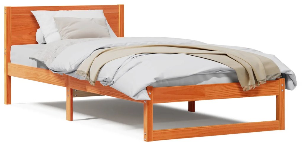 Estrutura de Cama Marrom Cera Madeira maciça 90 x 200 cm Robusta