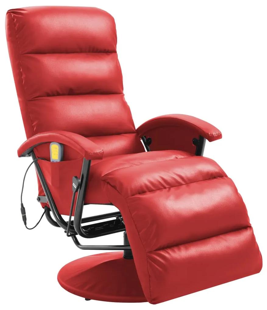 248486 vidaXL Cadeira de massagens reclinável couro artificial vermelho