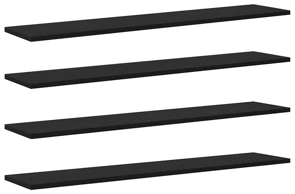 Prancha de Estante para Livros 4 pcs Preto 100 x 40 x 1.5cm