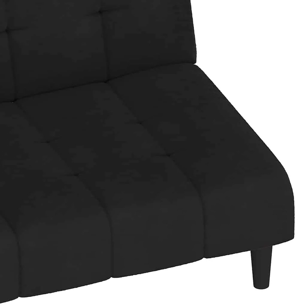 Sofá-cama de 2 lugares veludo preto