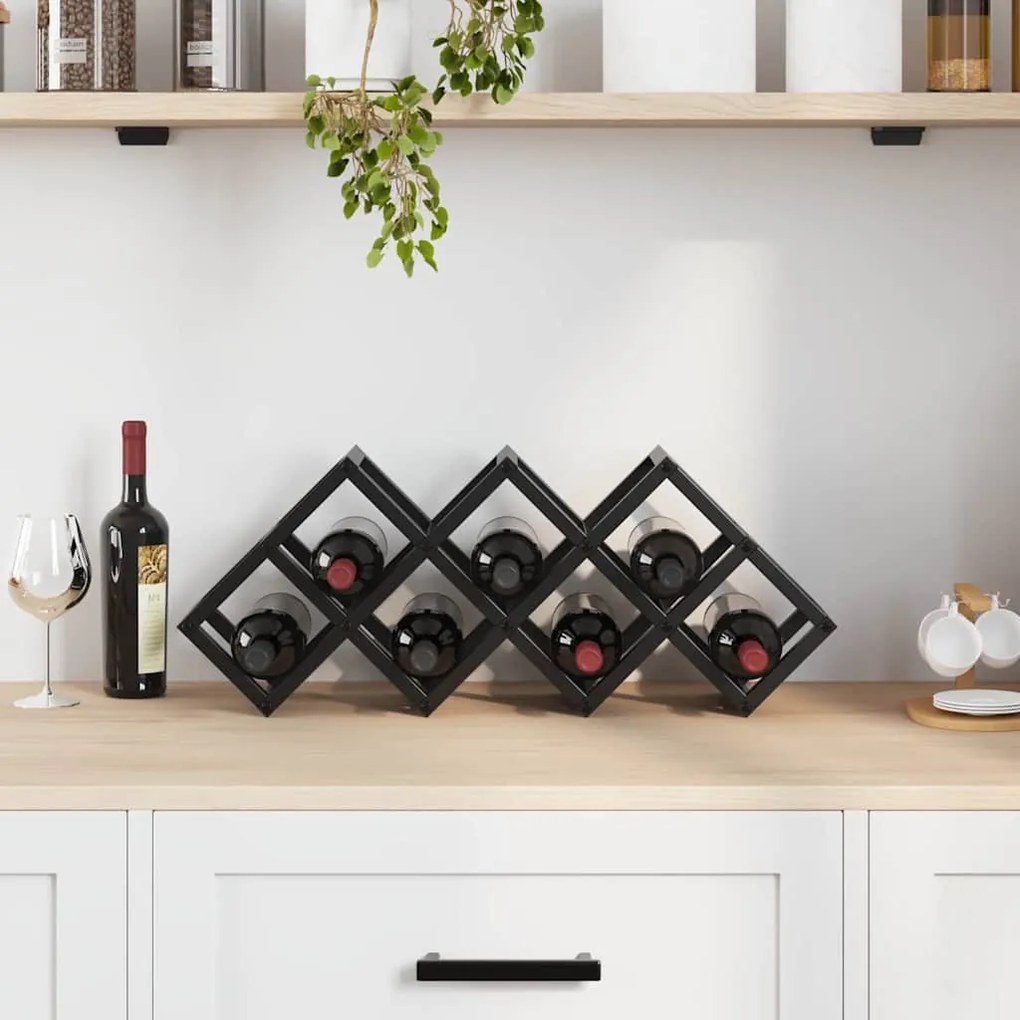 Suporte para Vinhos vidaXL para 9 Garrafas 63x16,5x25 cm em Aço com Re