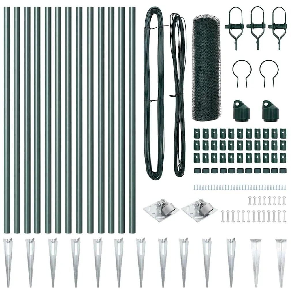 Conjunto de Cercas Conjunto de 2 Verde Floresta Metal, Plástico