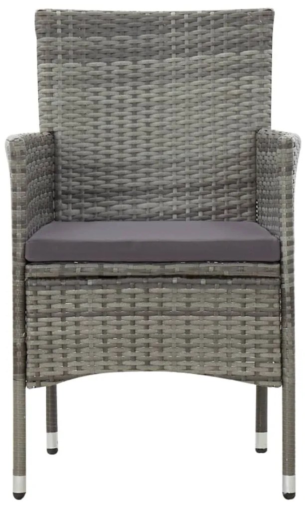 4 pcs conjunto lounge de jardim c/ almofadões vime PE cinzento