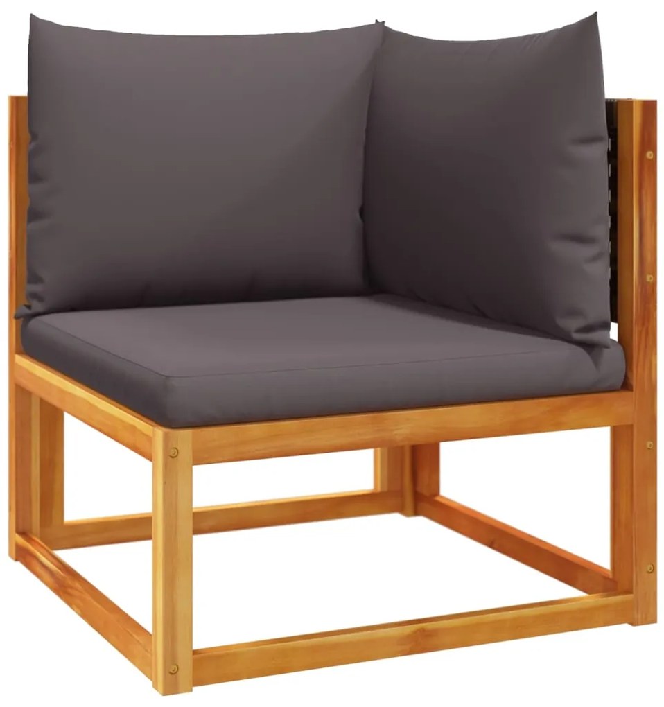 3 pcs conjunto de sofás de jardim com almofadões acácia maciça