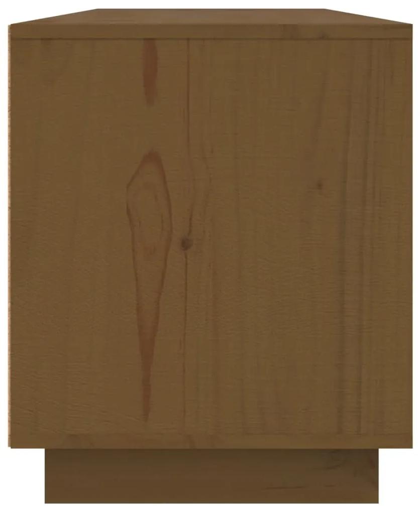 Móvel de TV 156x37x45 cm madeira de pinho maciça castanho-mel